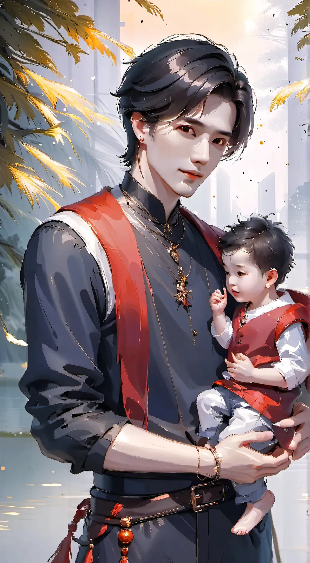 ai character: Baby Tanjiro  background