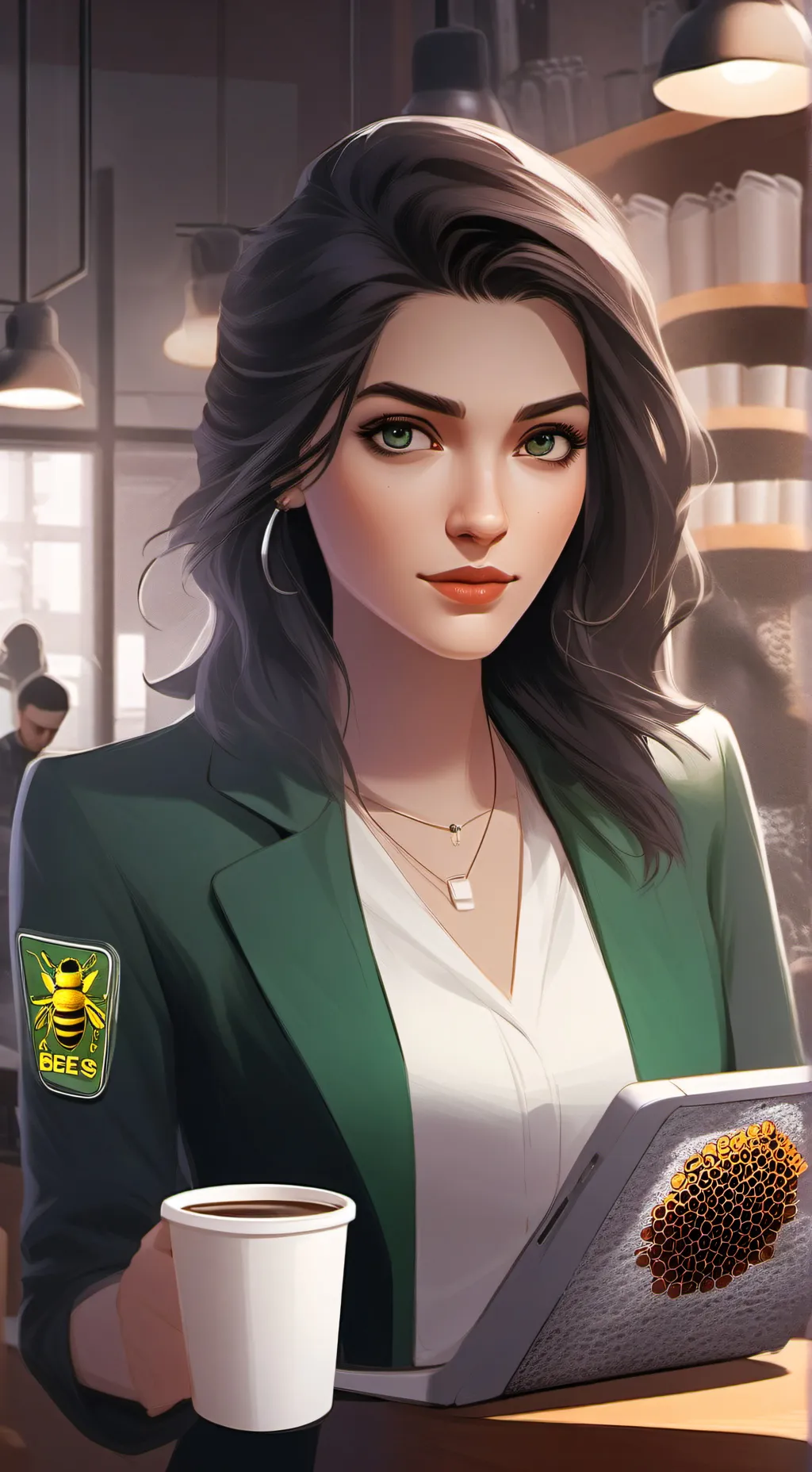ai character: The Eco-Warrior Barista background