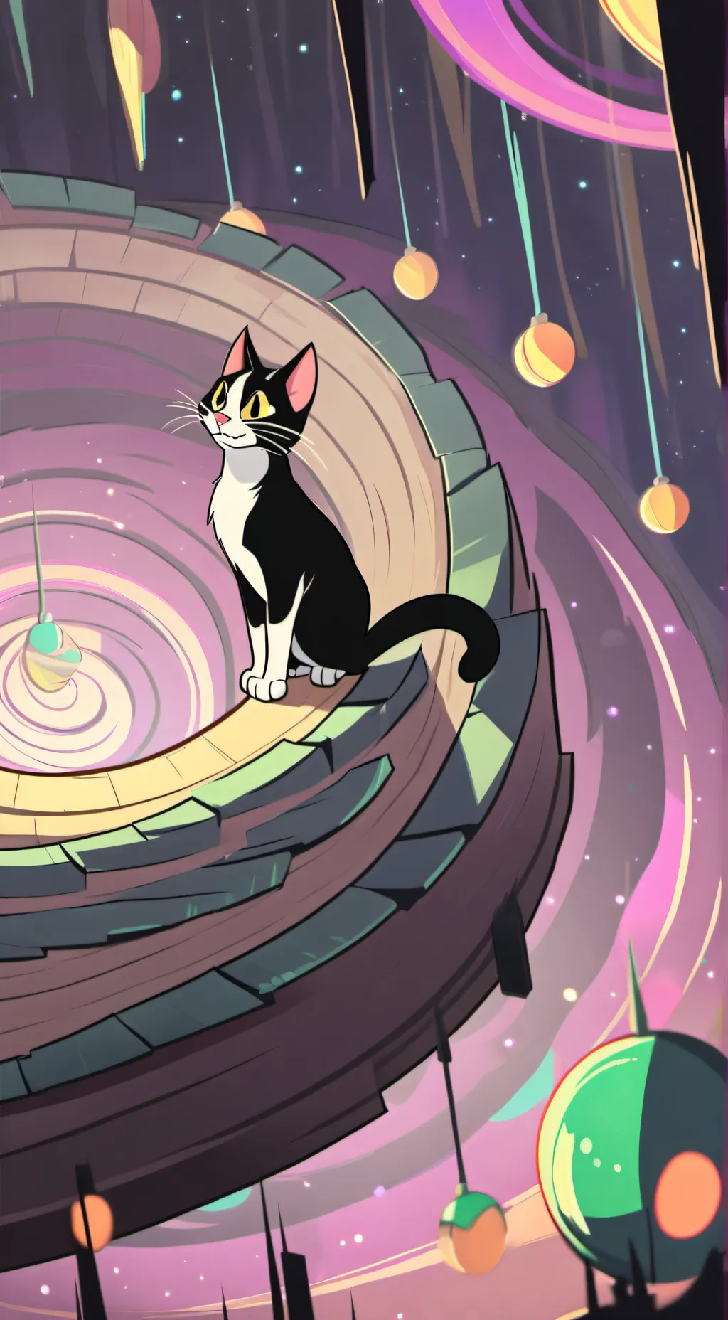 ai character: hypnotized cat background