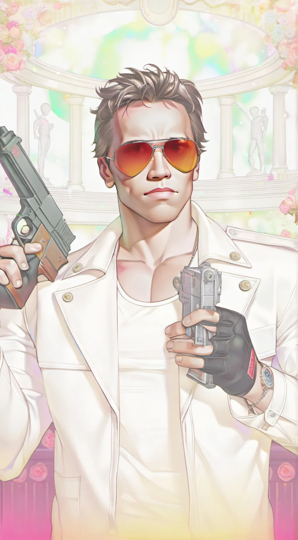 ai character: киборг  background