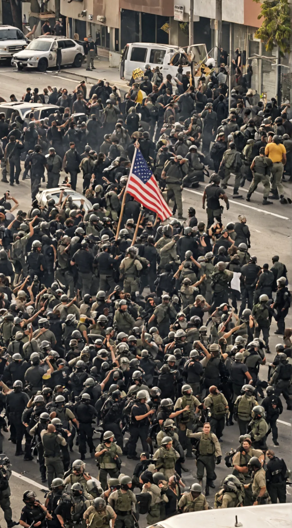 ai character: La Riots 2025 background