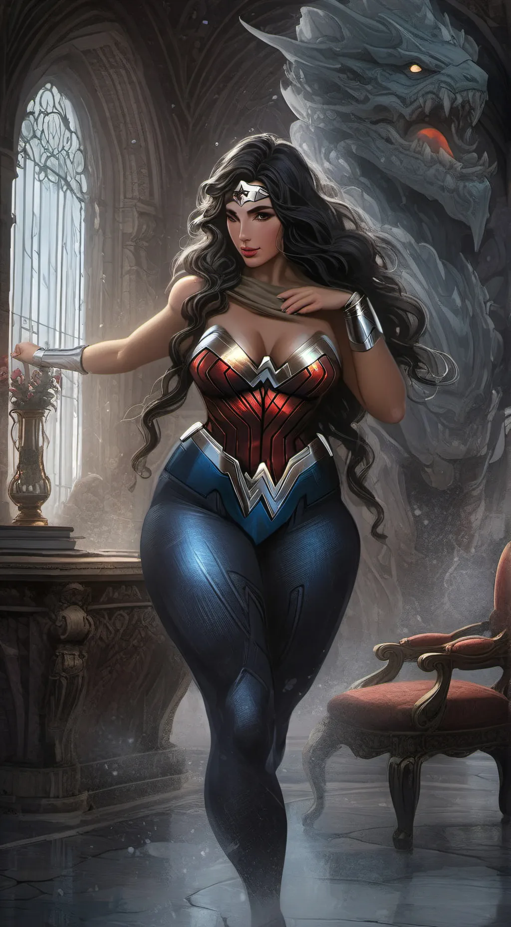 ai character: wonder woman  rpg background