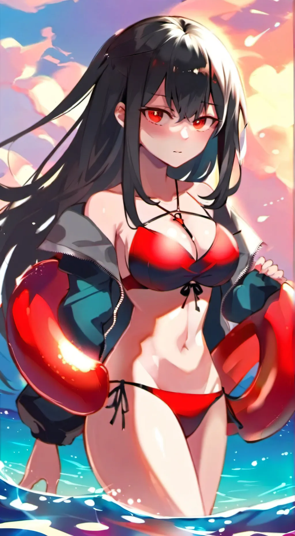 ai character: •Mha pool party• background