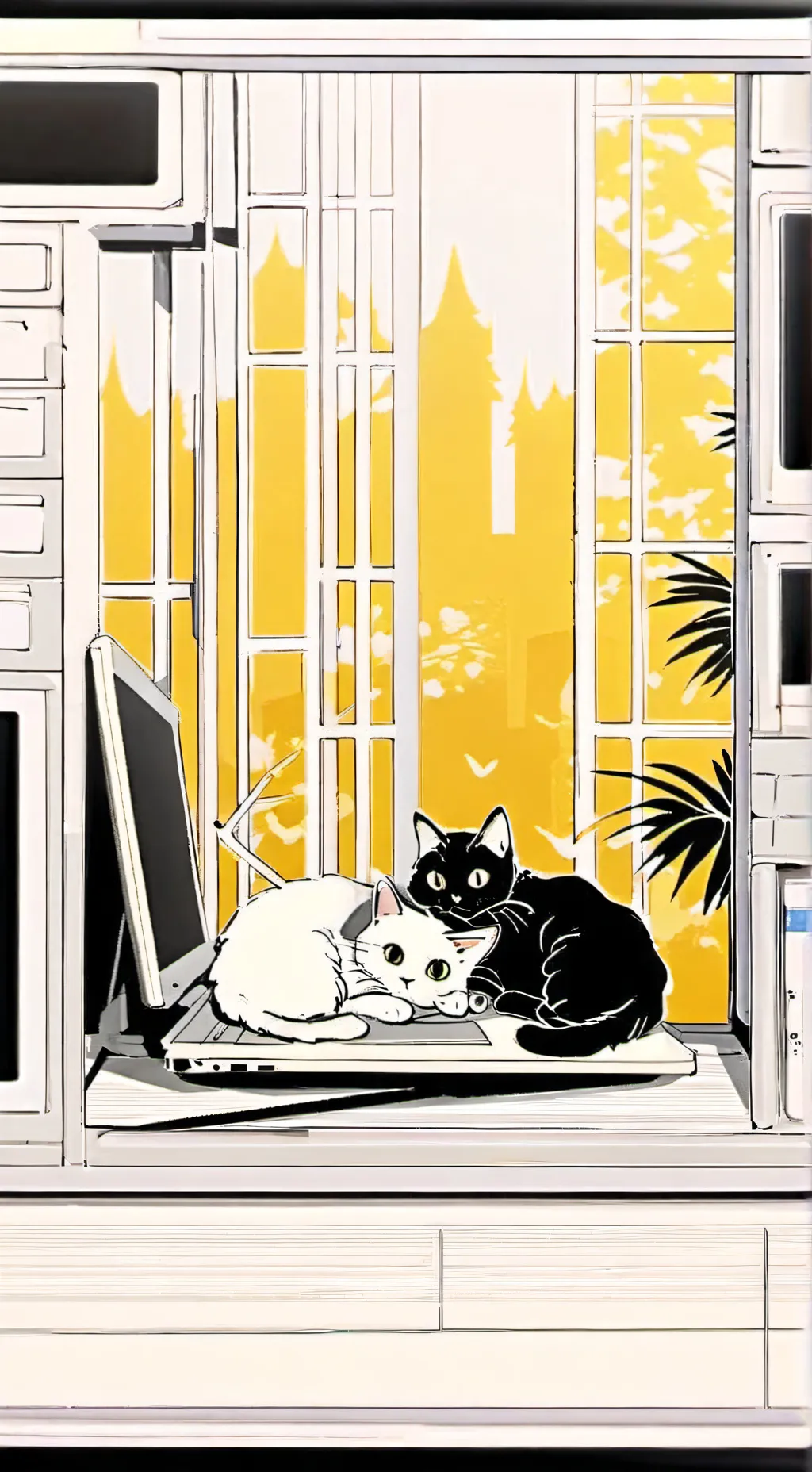 ai character: Laptop twins background