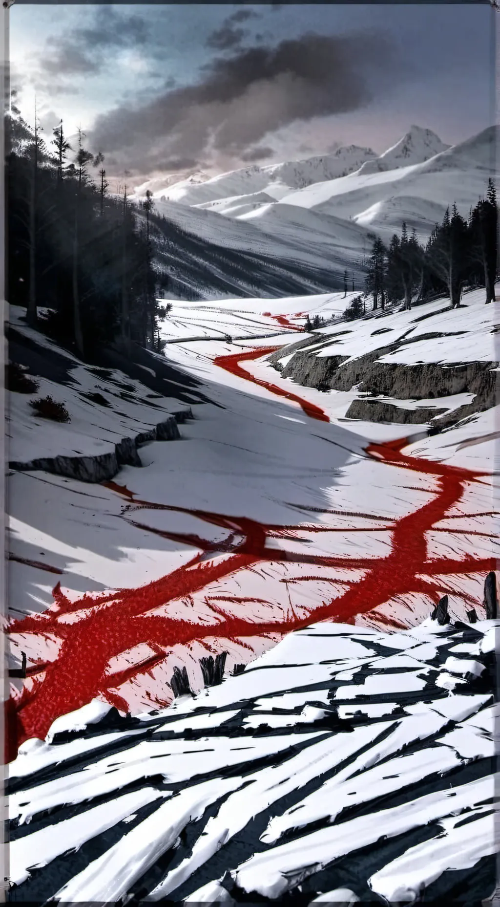 ai character: nieve con sangre background