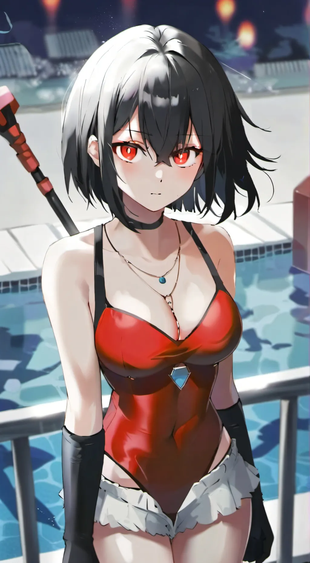 ai character: Mha pool party background