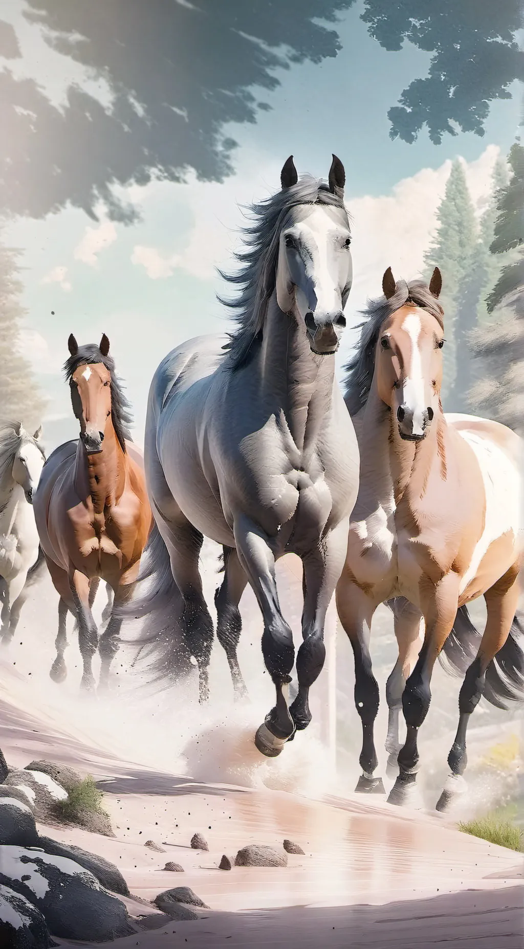 ai character: horse herd background