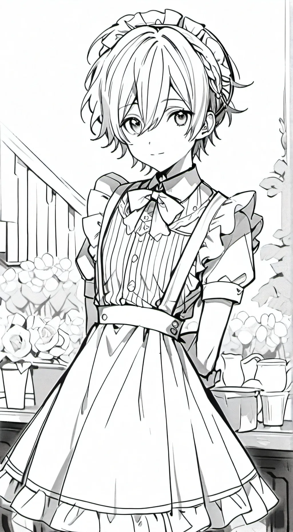 ai character: Maid boy  background