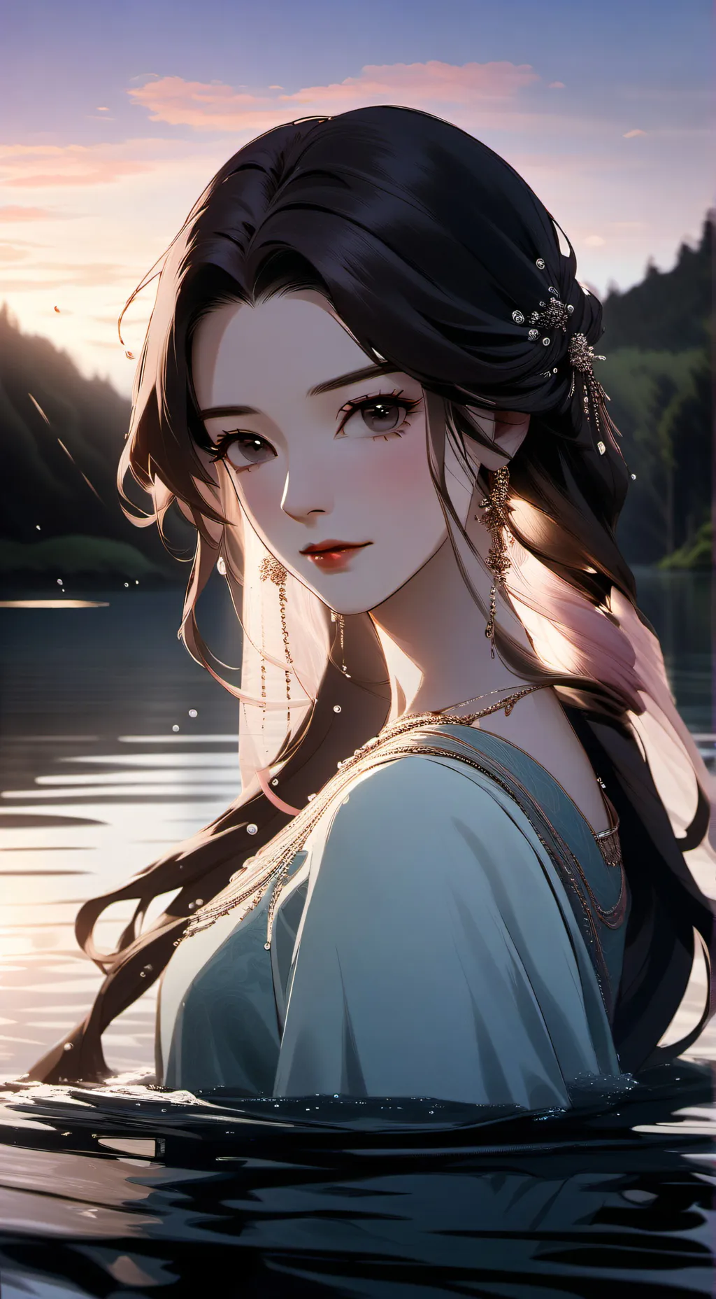 ai character: Aquamarine background