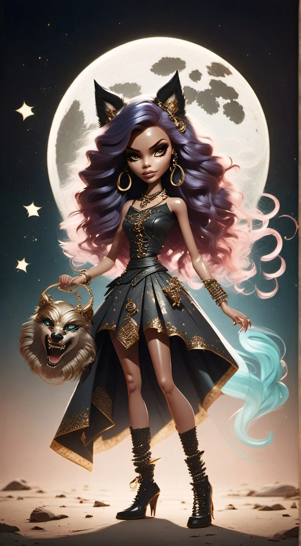 ai character: Clawdeen wolf  background