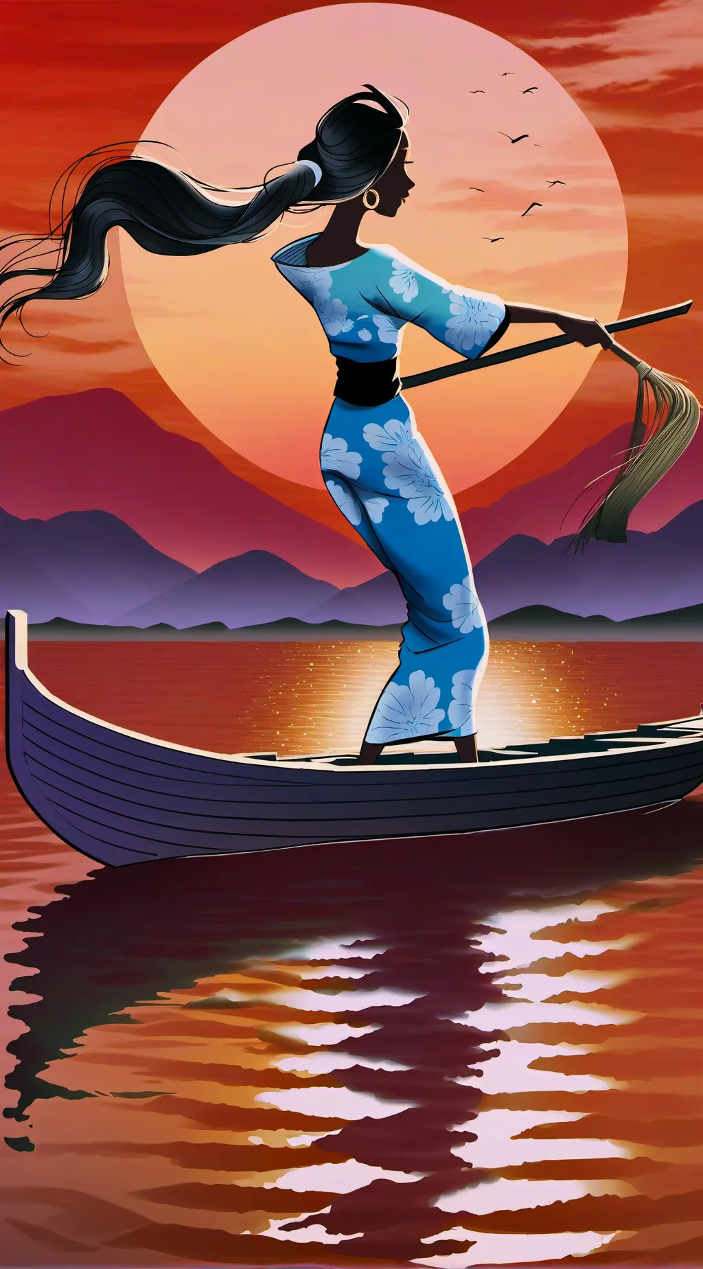 ai character: Boat humans  background