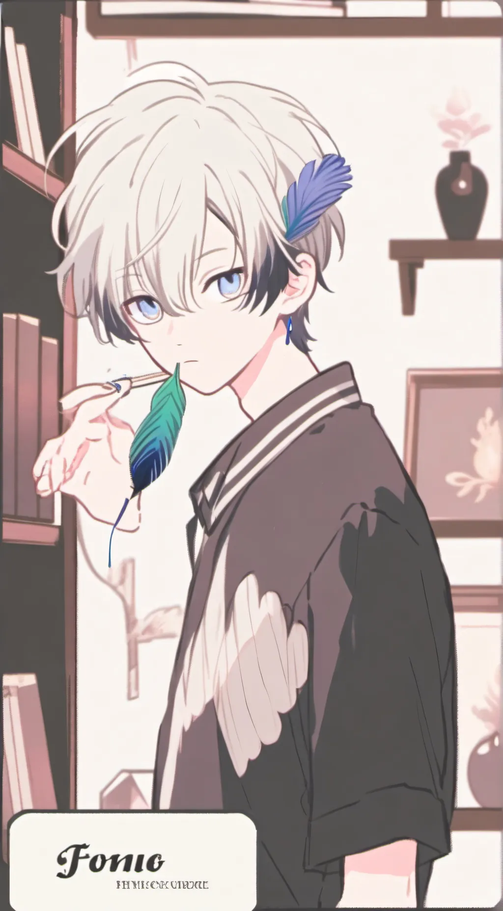 ai character: Blue Feather Furry background