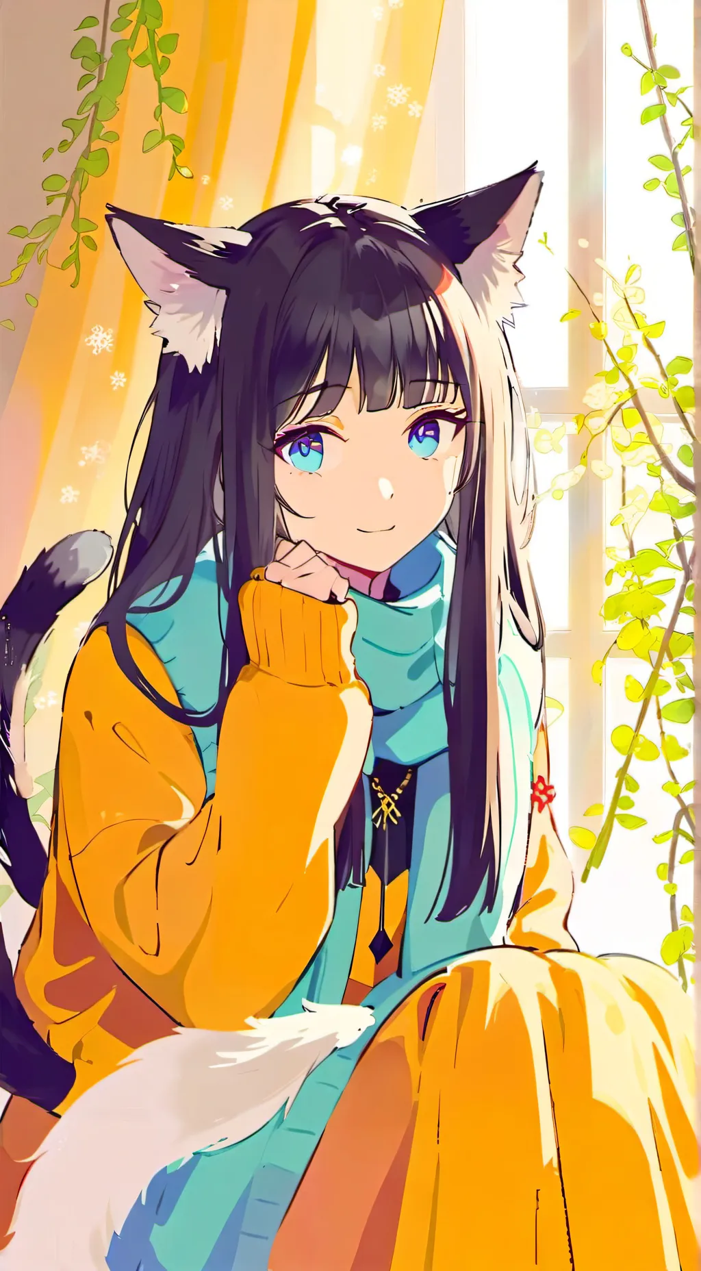 ai character: Sunbeam Tortie Spirit background