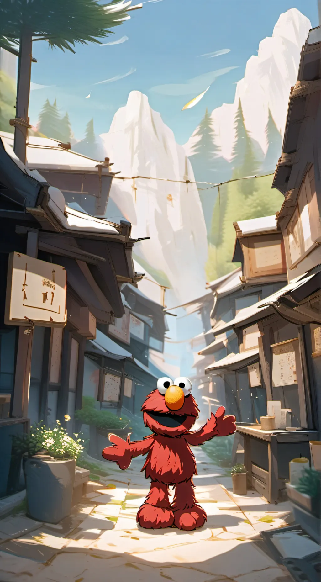 ai character: Elmo… background