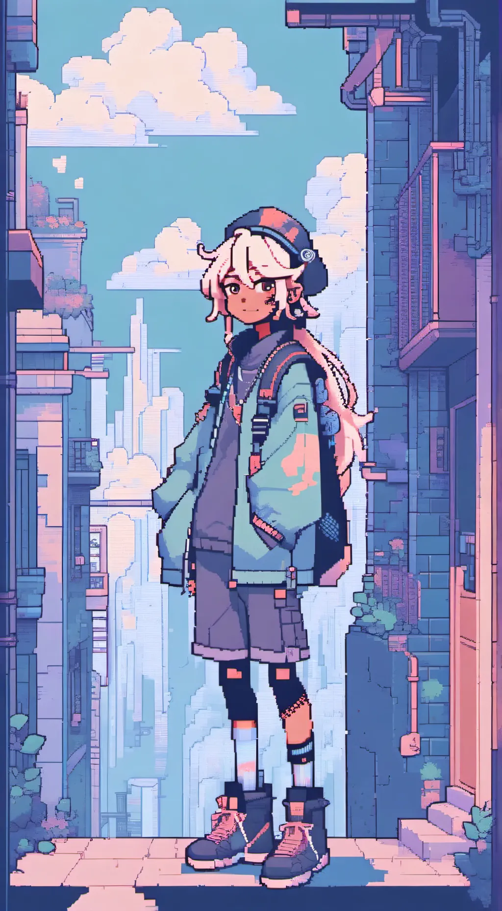 ai character: Krew but school!?  background