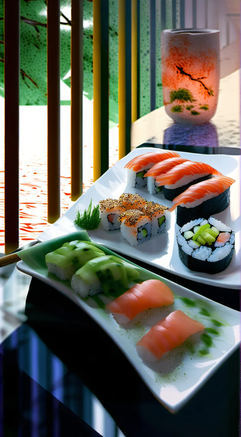 ai character: sushi background