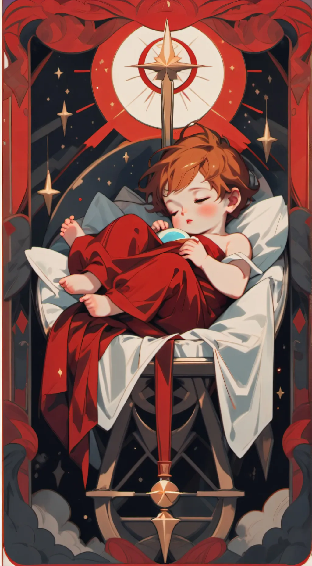 ai character: baby red background