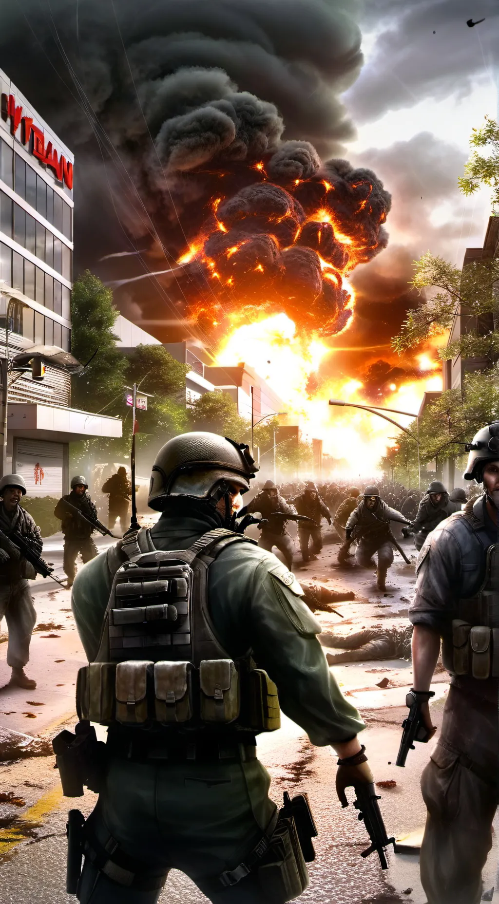 ai character: zombies vs soldier background