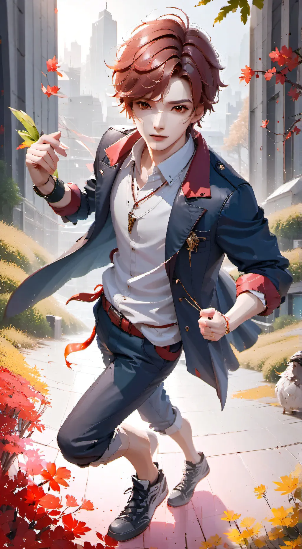 ai character: lucas>:))) background