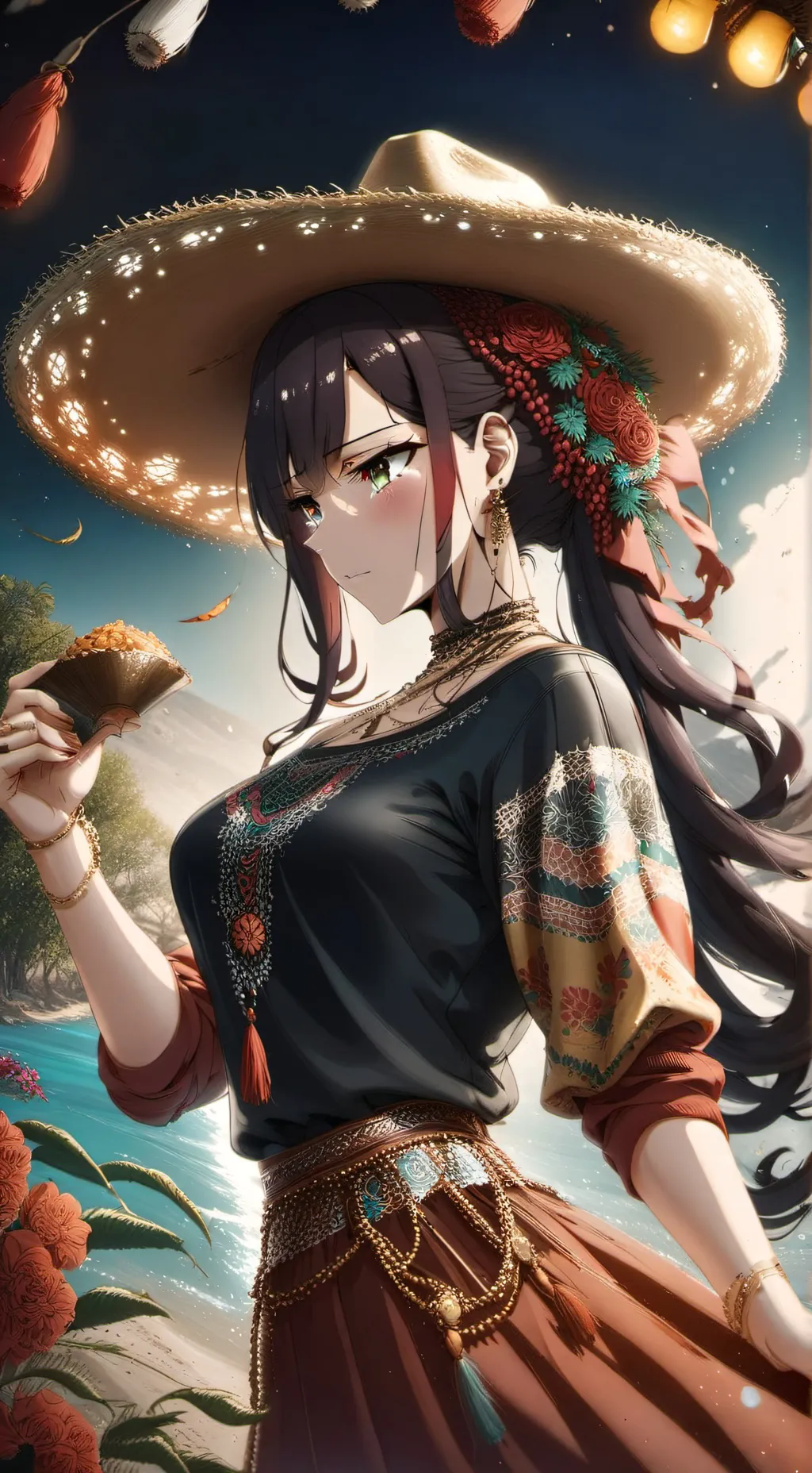 ai character: Komi mexicana🤝 background