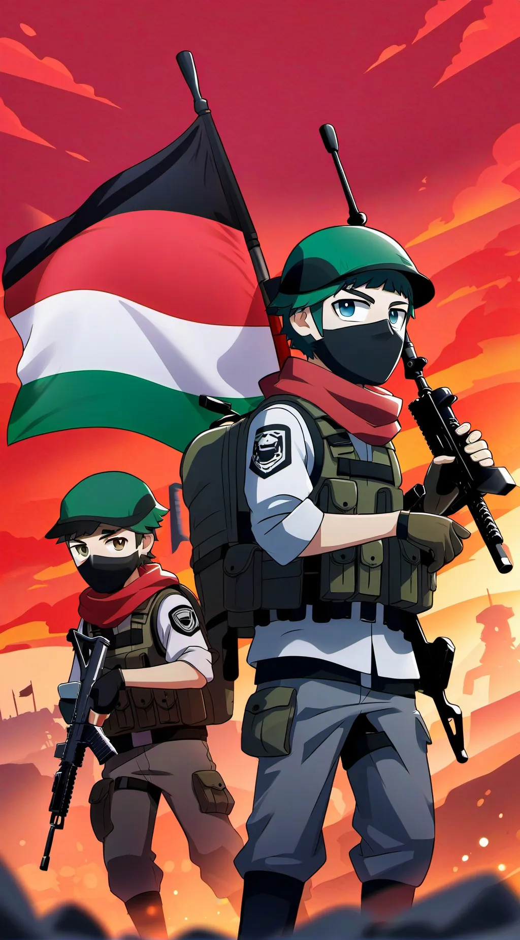 ai character: Hamas soldiers  background