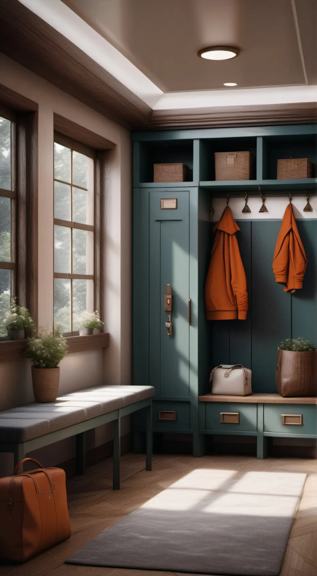 ai character: Girls locker rooms background