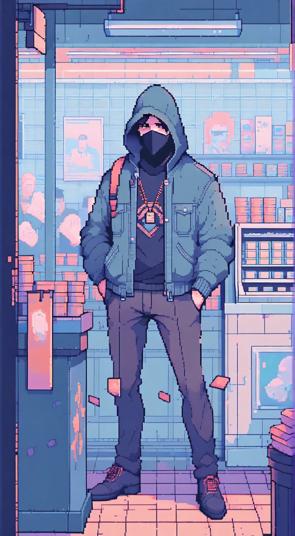 ai character: bank robbery  background