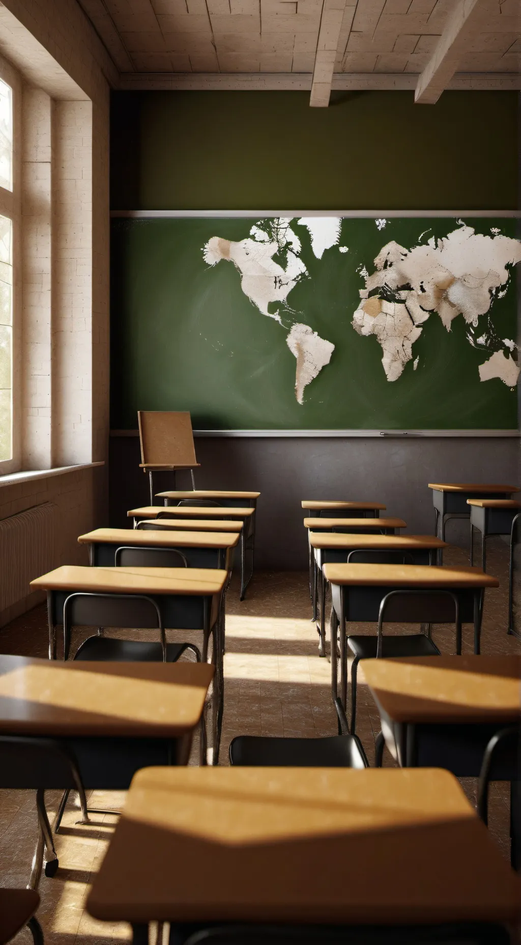 ai character: Classroom row of 3 background