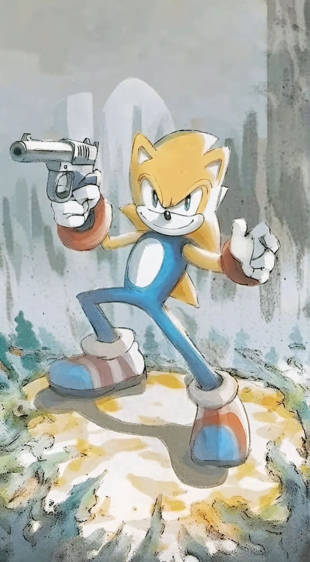 ai character: Sonic With Gun background