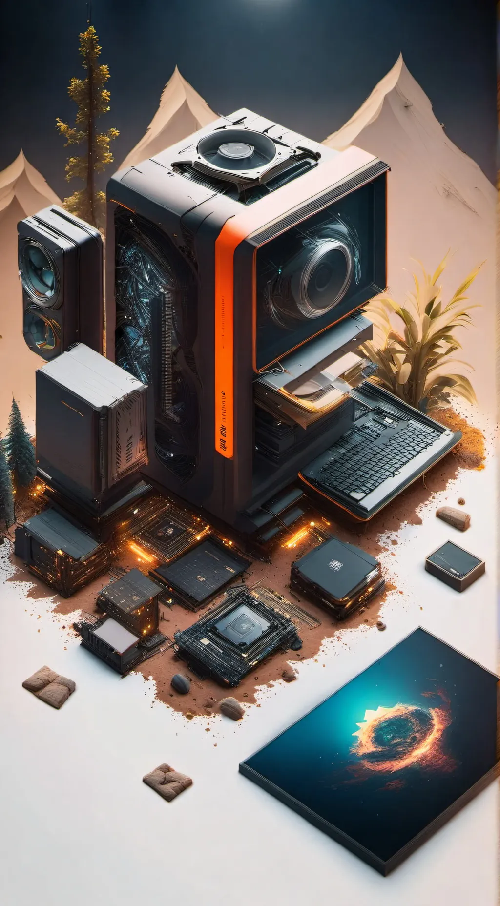 ai character: game drive. background