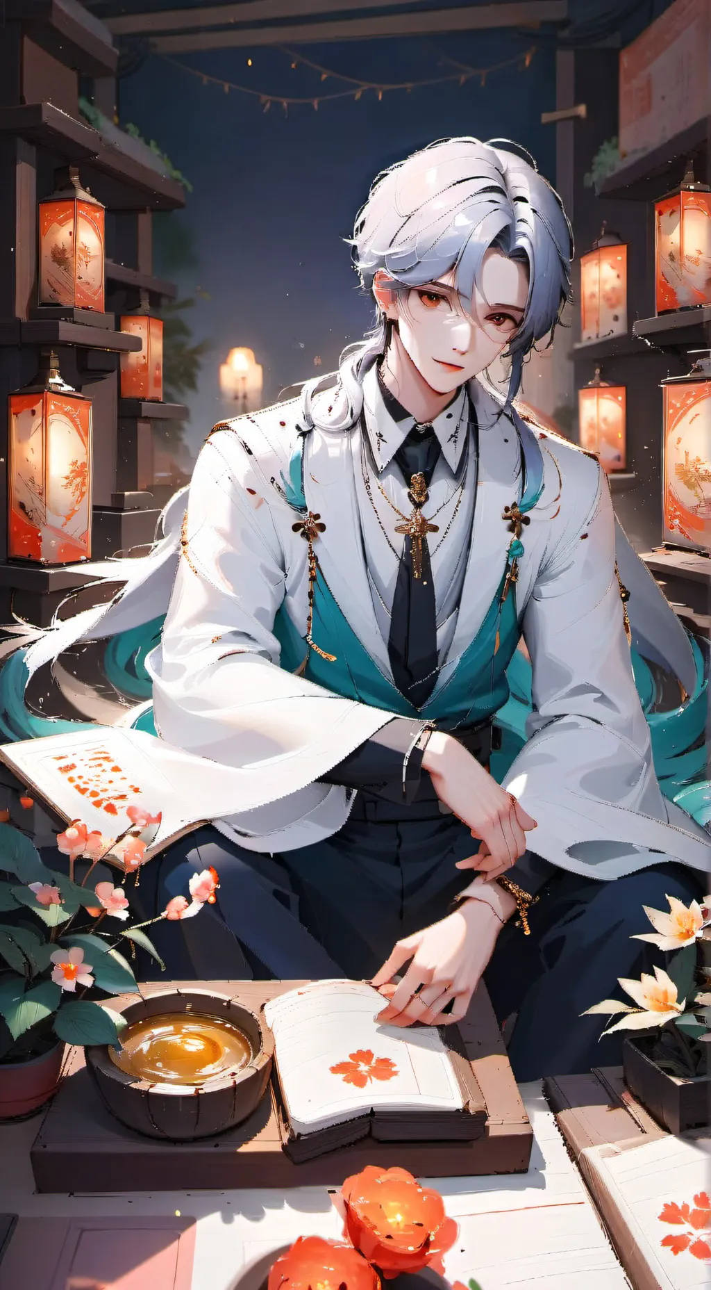 ai character: kamisato ayato background