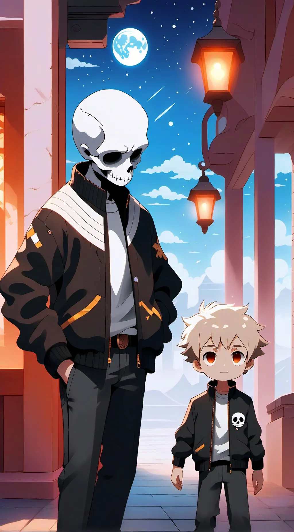 ai character: Sans burnt water background