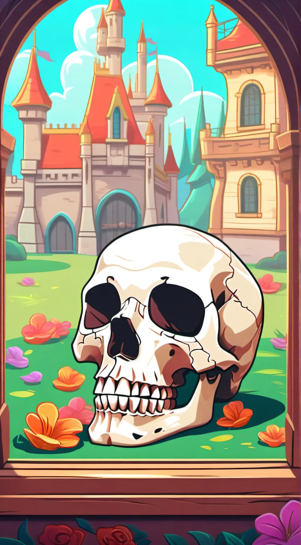 ai character: scattered skull  background