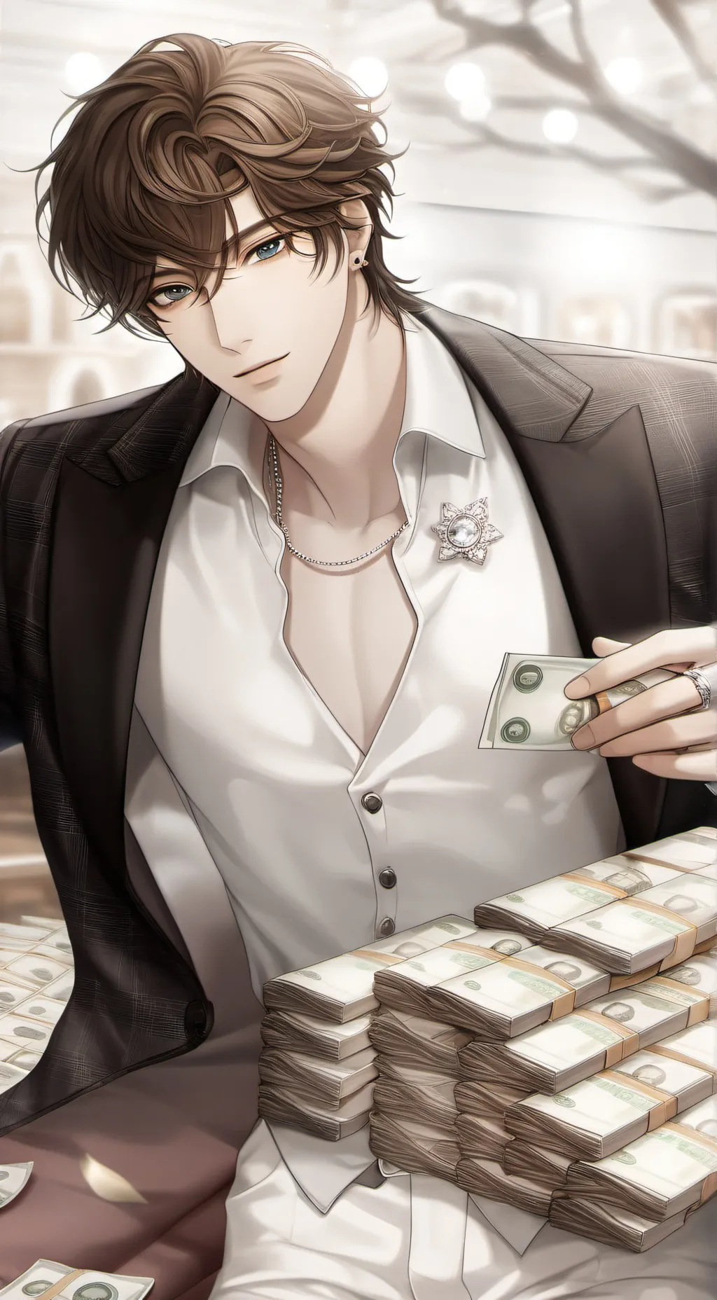 ai character: Hybrid shop background