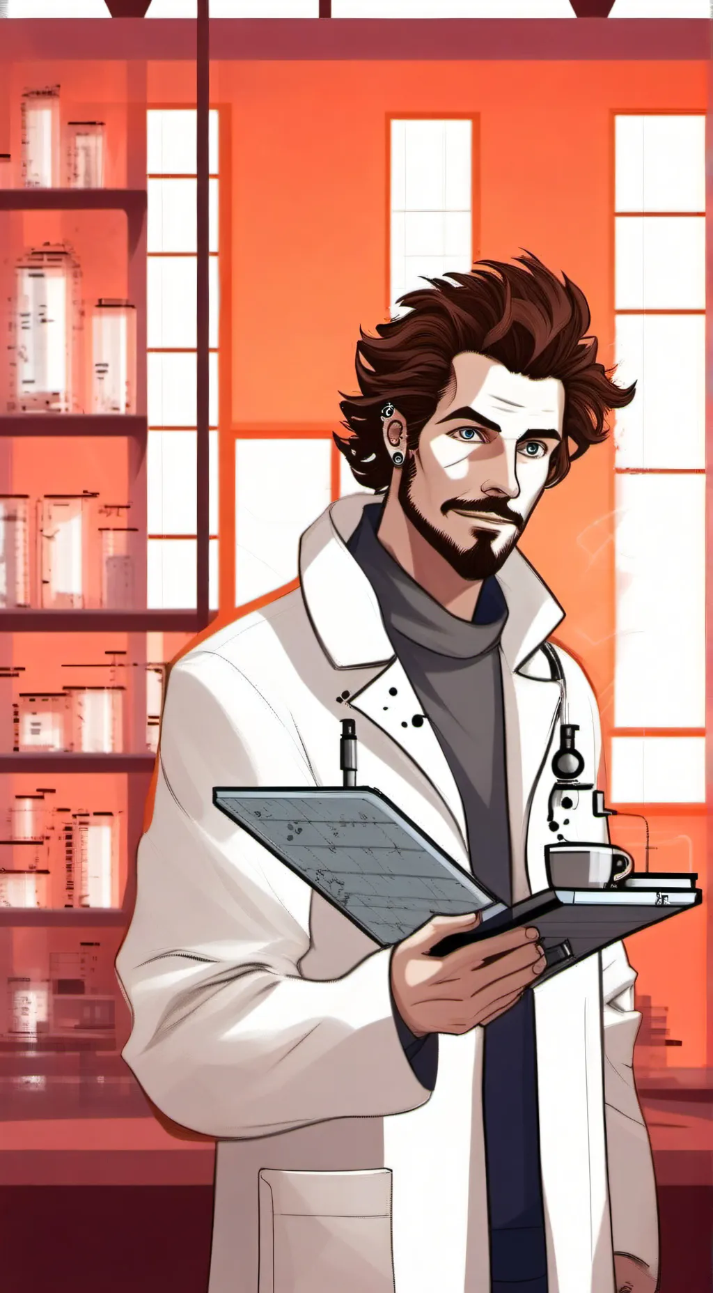 ai character: The Quantum Latte Theorist background