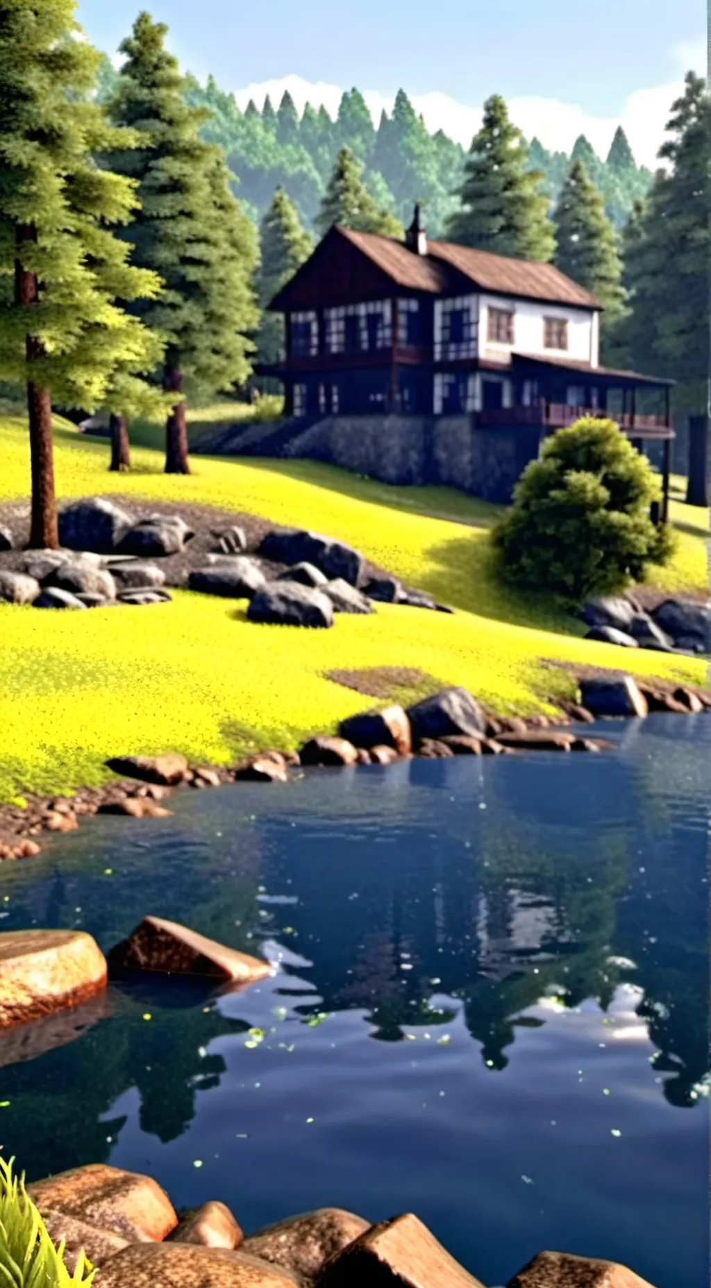 ai character: Dw goes fishing background