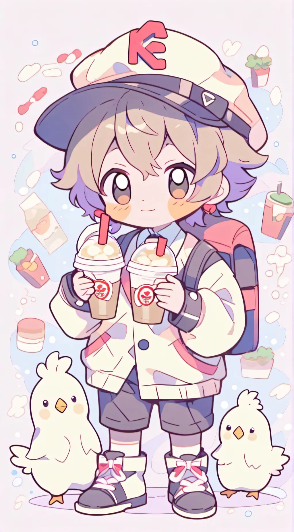 ai character: Pollito amarillo background