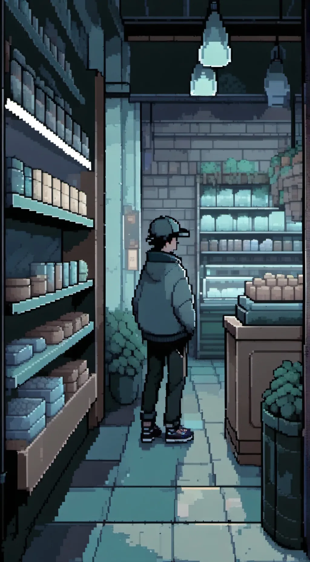 ai character: You in a store background