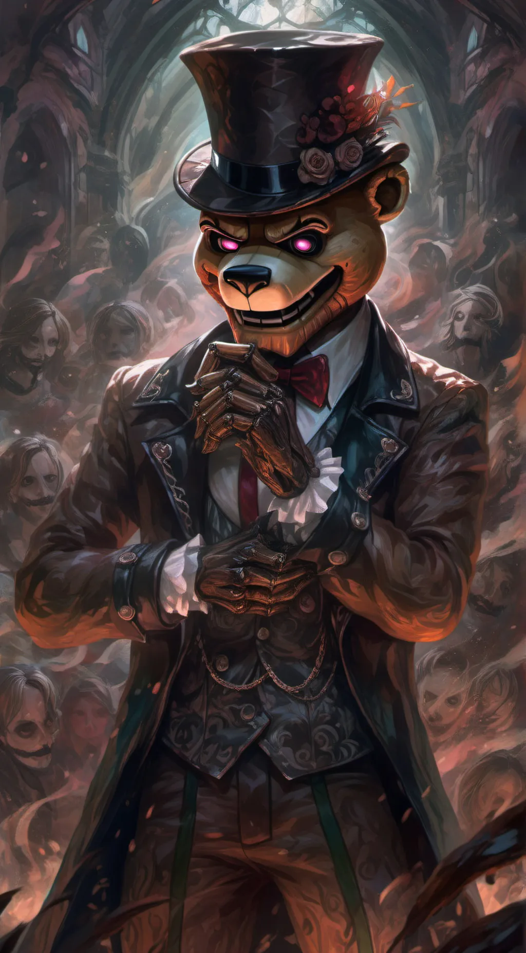 ai character: FNAF on weed background