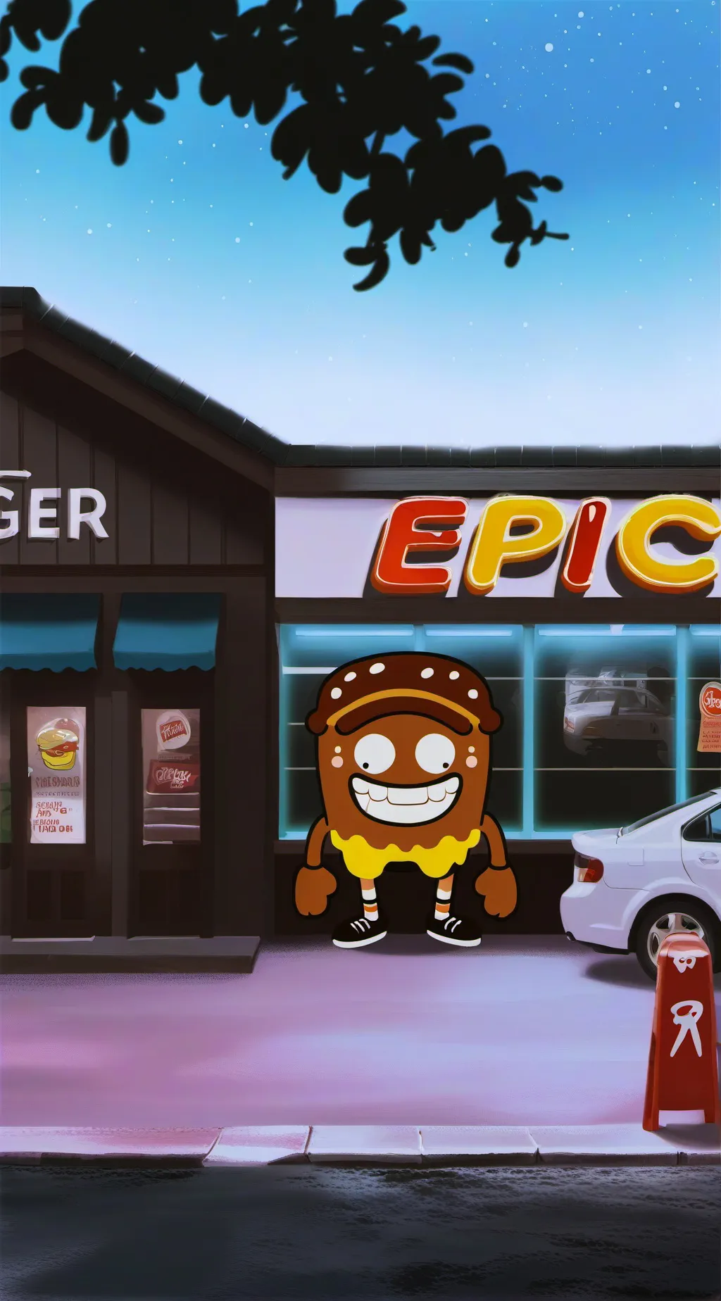 ai character: epic burger hfjone background