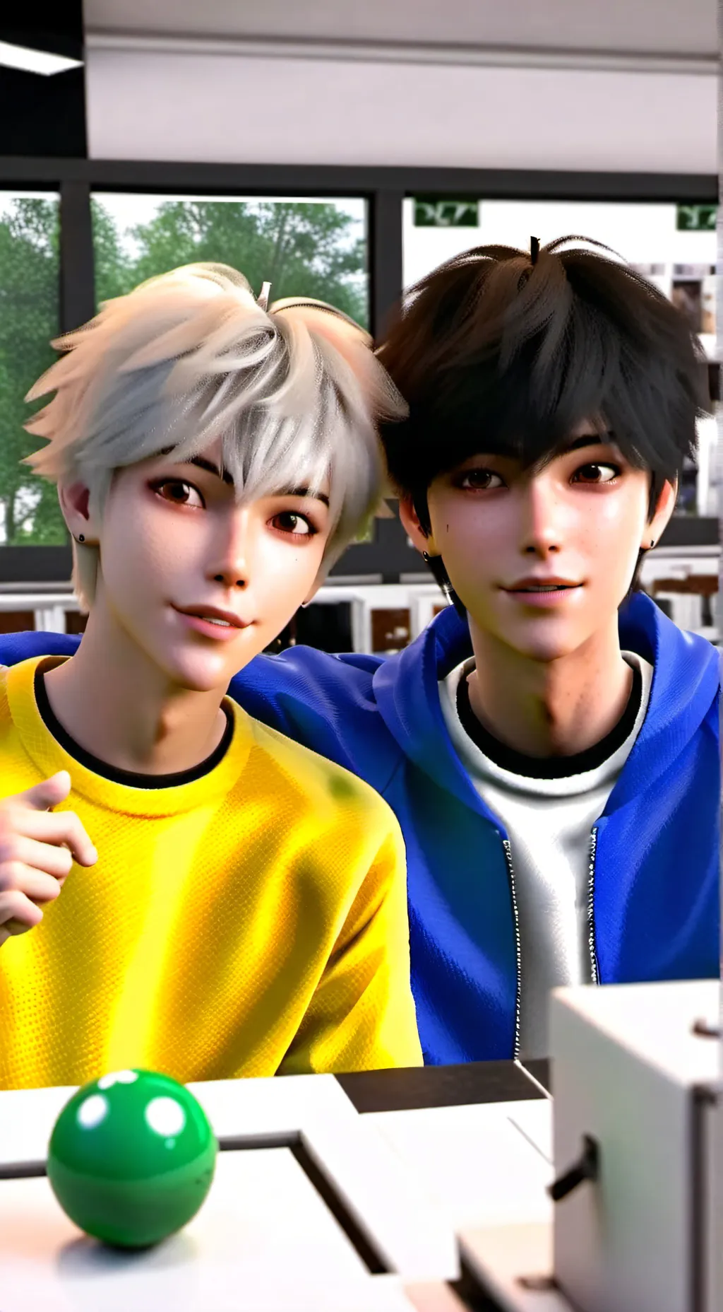 ai character: Sam and Colby  background