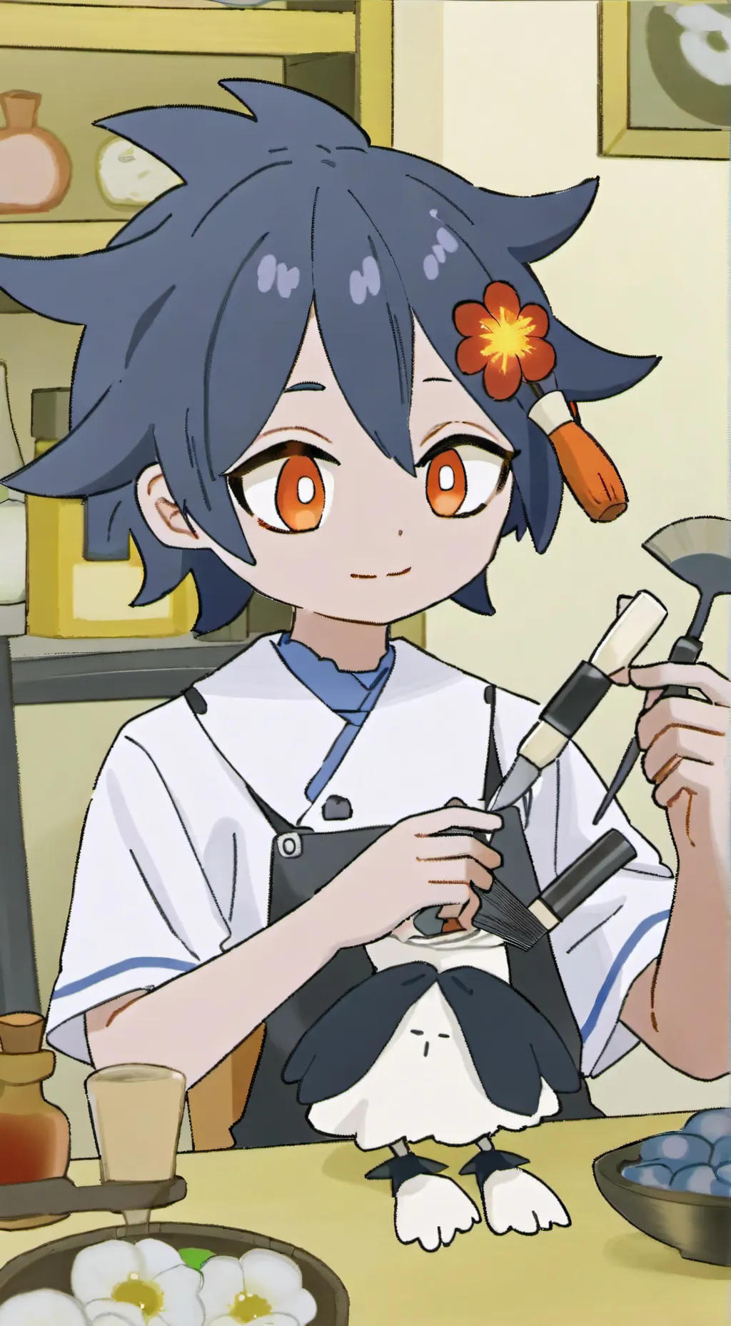 ai character:  haidresser Eni background