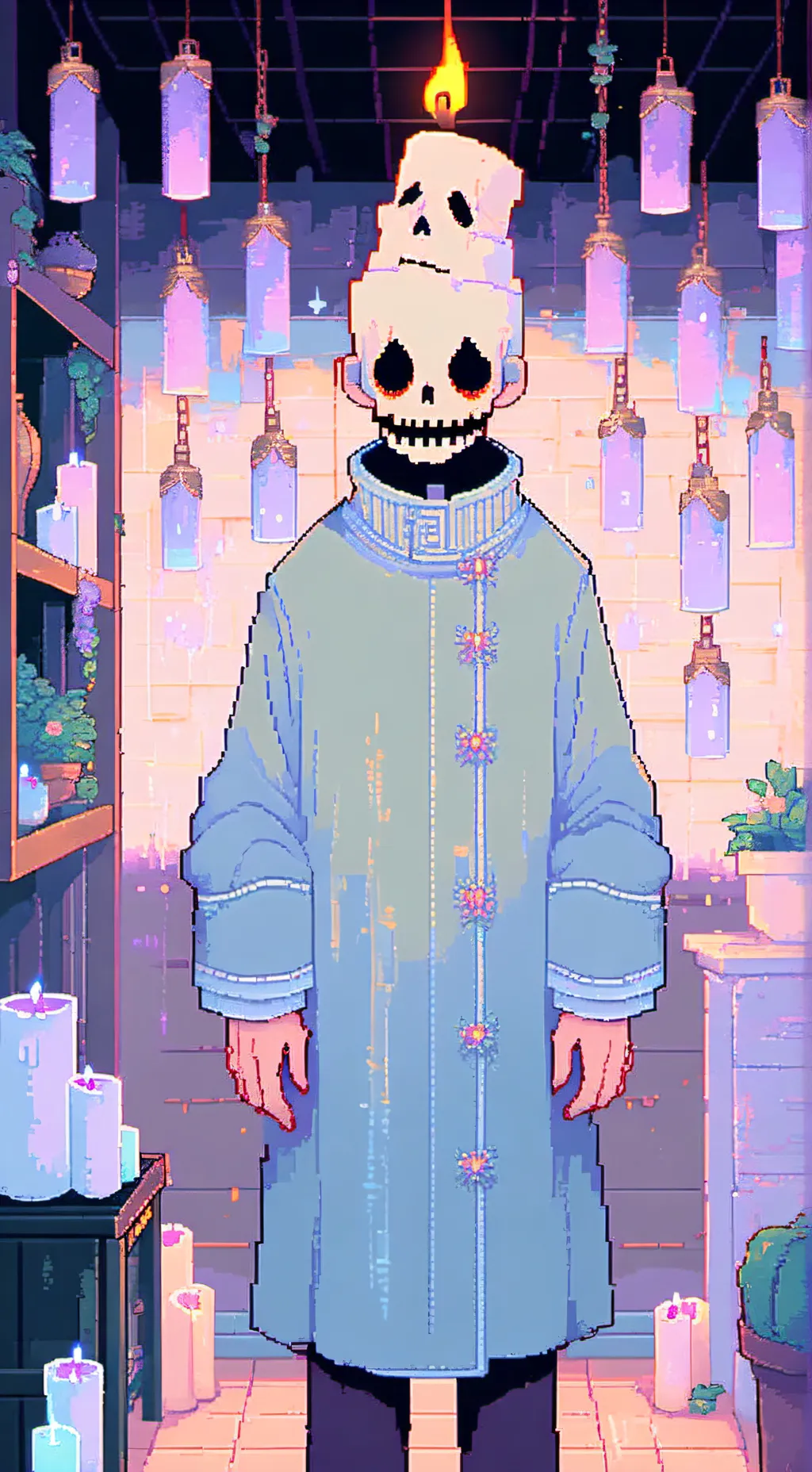 ai character: Candle Man background