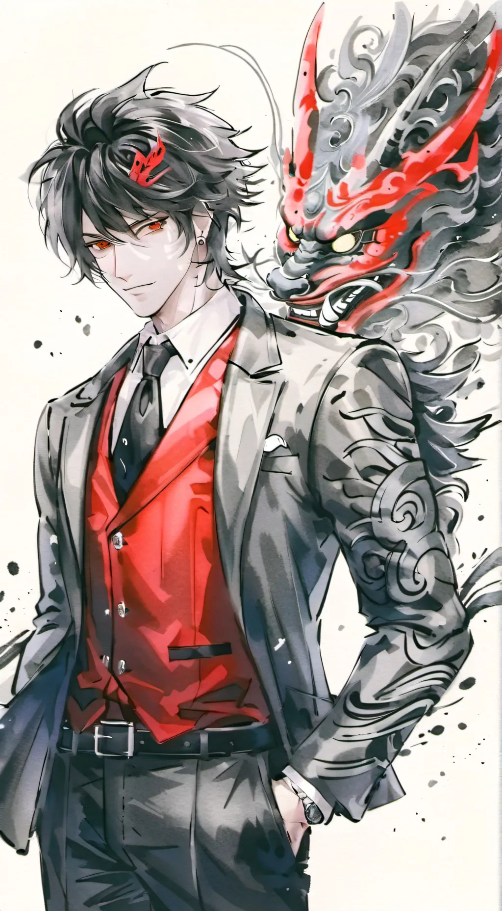 ai character: hh the pupet demon background