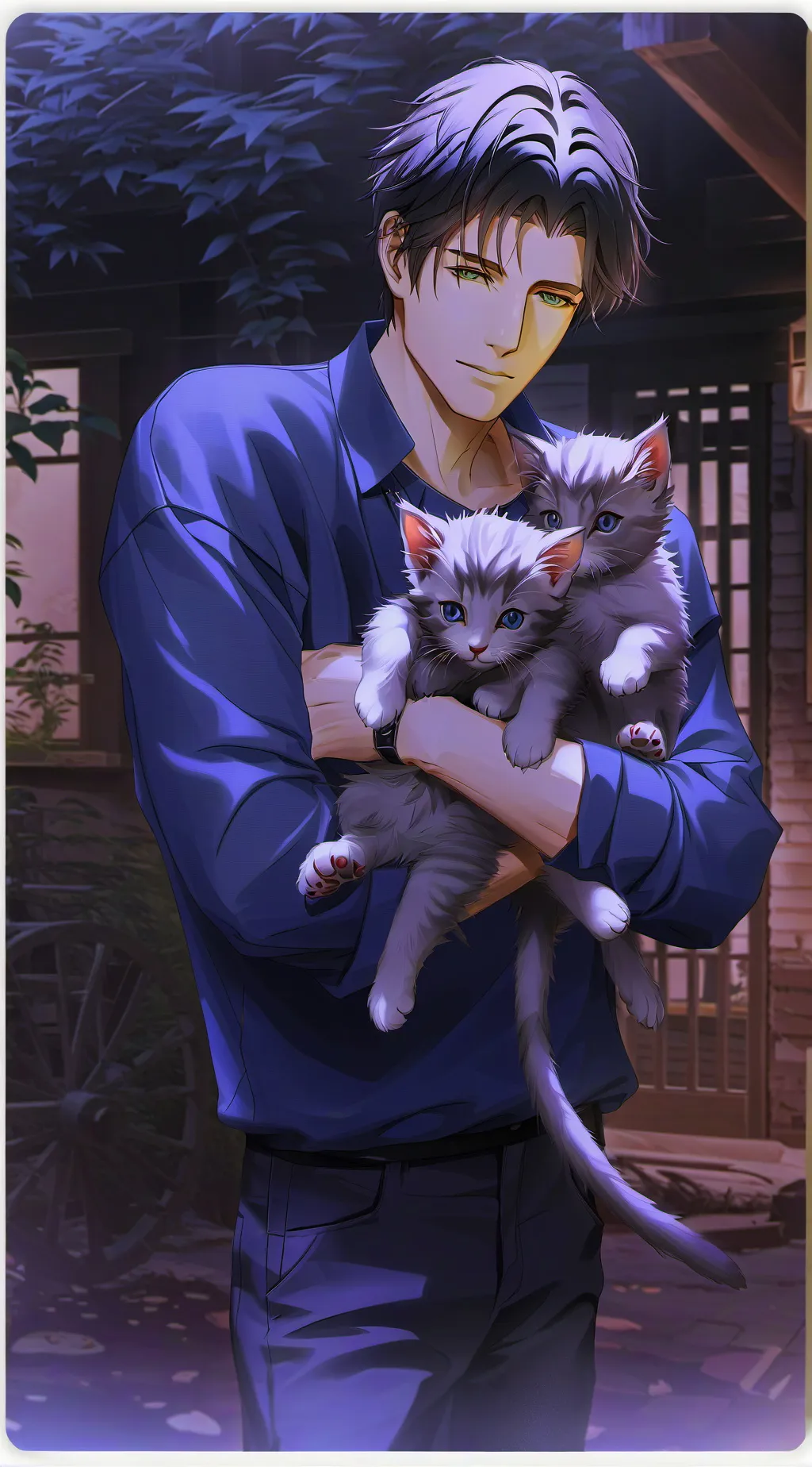 ai character: Kitten with mother background