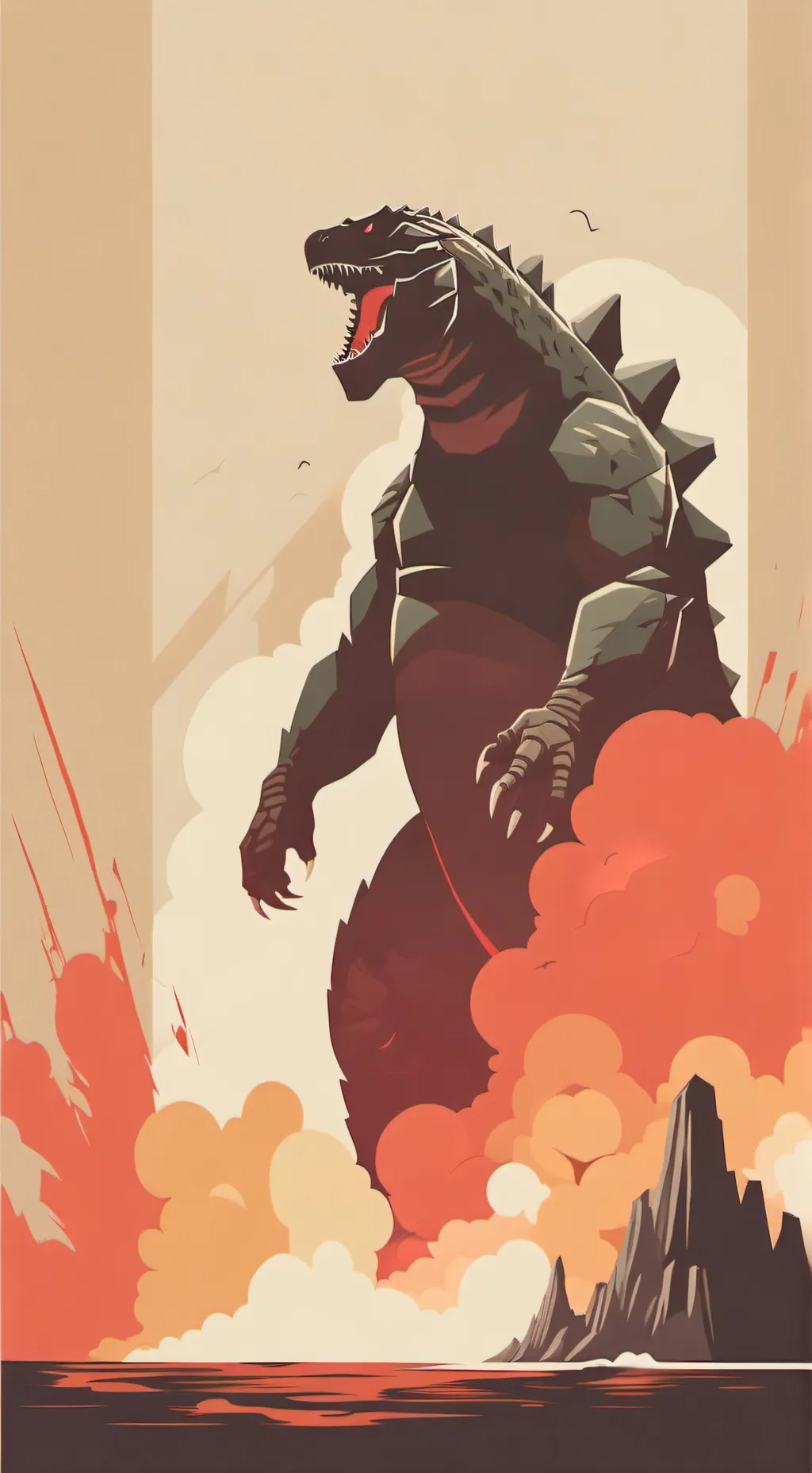 ai character: bloodbath godzilla background