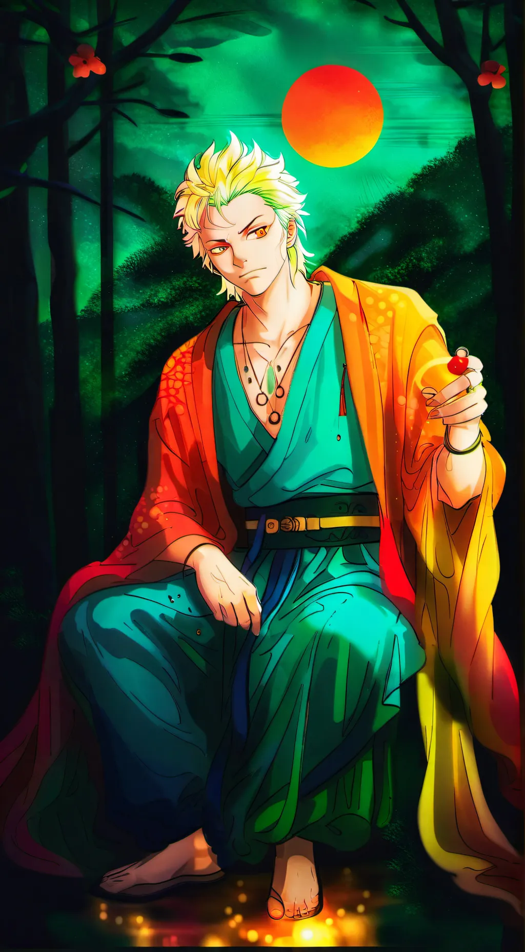 ai character: zoro Roronoa  background