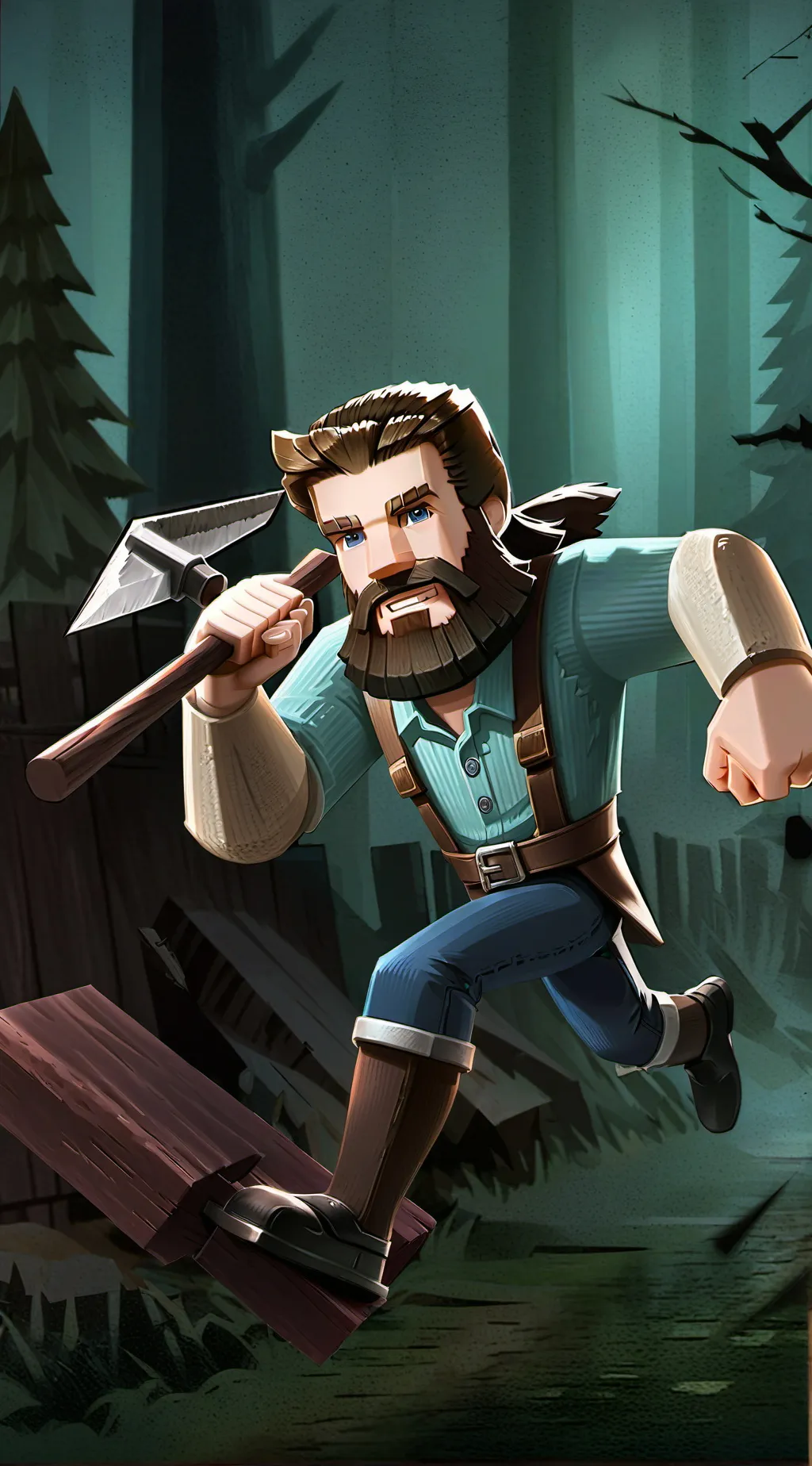 ai character: steve de minecraft background