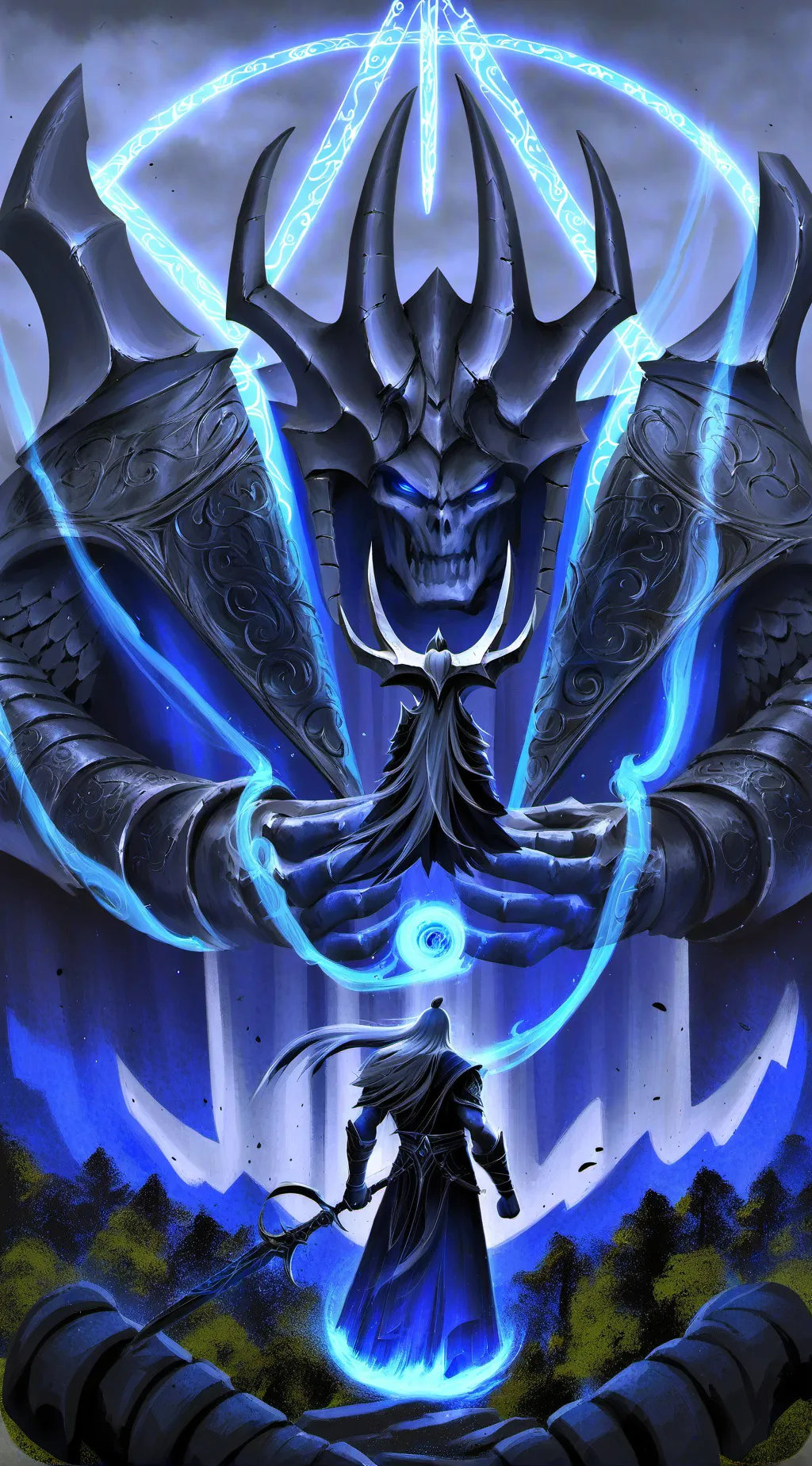 ai character: demônio azul background