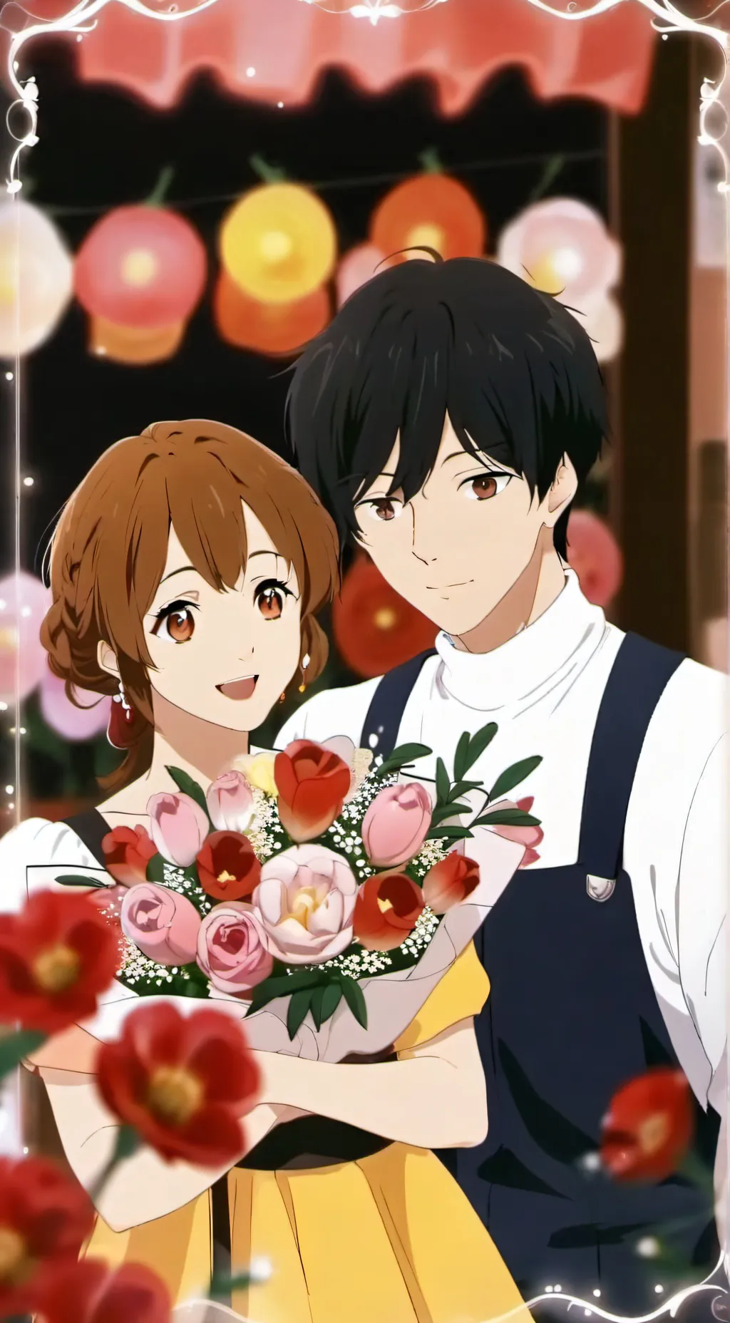 ai character: The flower market background